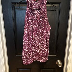 Forever 21 Ruffled Purple and White Camisole Blouse
